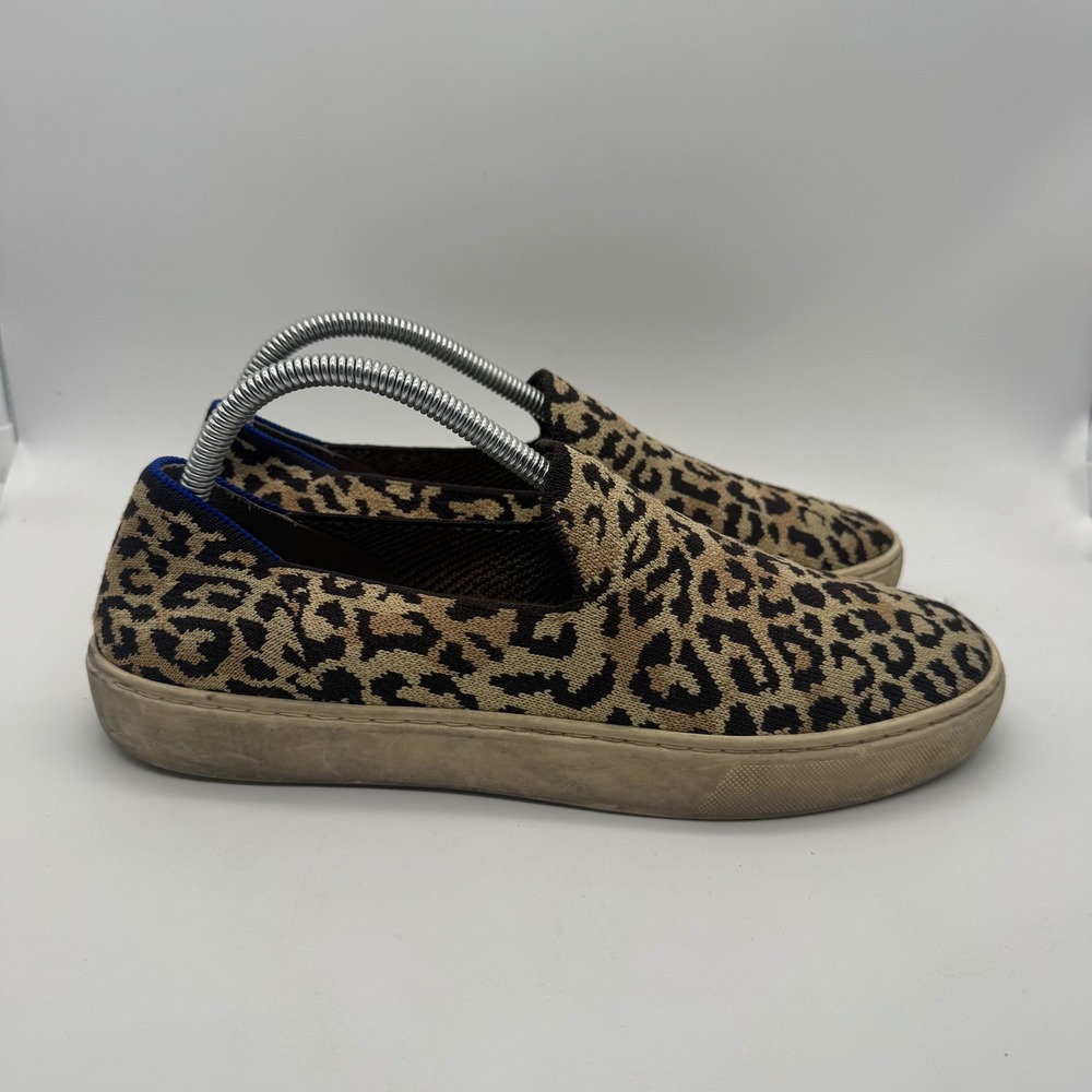 Rothy's The Sneaker Leopard Print Slip On Knit Loafers Womens Size 9.5